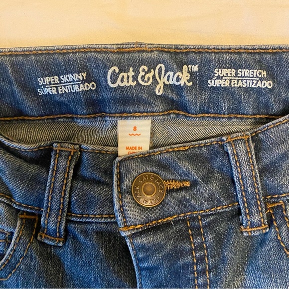 Cat and Jack Girls Super Skinny Denim Jeans Unicorn Embroidered - Picture 2 of 4